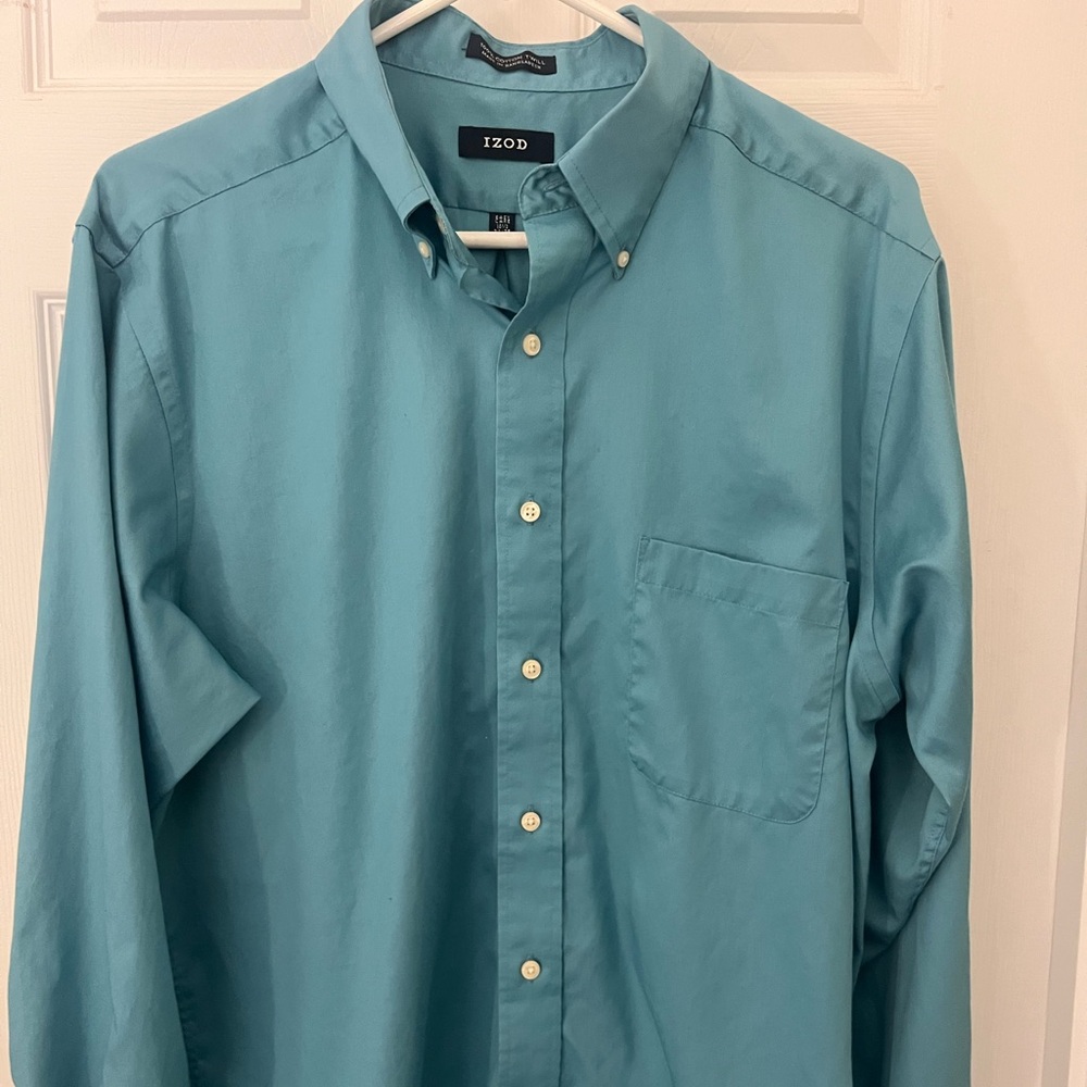 Izod Men's Teal Button-Down Shirt